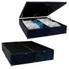 Base Cama Box Bau Bipartido King Preto Suede Premium 47x192x203 - Santo Box FR