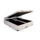 Base Cama Box Baú Blindado Bipartido Queen Size Suede Bege 43x158x198