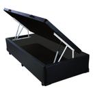 Base Cama Box Baú Blindado Solteiro material sintético Preto 43x88x188
