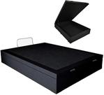 Base Cama Box Bau Casal Preto Sintetico Premium 47x138x188 - Santo Box FR