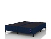 Base Cama Box Queen 158x198 Jacquard Azul Smartz Blue Woven Reforçada com Chapa Rígida Suporta 100kg/Pessoa