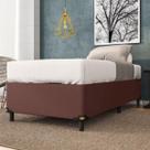 Base Cama Box Solteiro Tecido Sintético Marrom 88x188x35