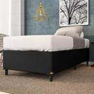 Base Cama Box Solteiro Tecido Sintético Preto 88x188x35