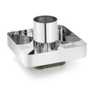 Base com material sintético, Centro de Mesa com Divisória e Vaso Baixo Fragmentos Prata