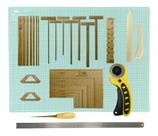 Base De Corte 90x60 Placa de Mesa A1 Kit Cartonagem Esquadro Gabarito Cortador 45mm Régua 60cm