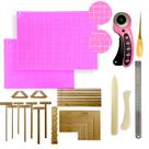 Base de Corte A3 45x30 Mesa Apoio Placa Para Cortar Tecido Papel Kit Cartonagem Encadernação Esquadros Gabarito Scrapbook Cortador de Tecido Papel 45mm Dobradeira Agulhão