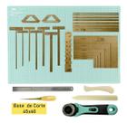 Base De Corte Apoio de Mesa 60x45 Cortador 45 Papel Tecidos Kit Scrapbook Réguas Esquadro Gabaritos
