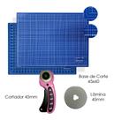 Base De Corte Para Patchwork Artesanato Placa Mesa 60x45 Cortador Circular 45mm + 1 Disco Refil