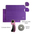 Base De Corte Para Patchwork Artesanato Placa Mesa 60x45 Cortador Circular 45mm + 1 Disco Refil