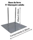 Base de ferro 2 pinos para manequins (Feminino ou Masculino) adulto na cor prata