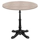 Base de Mesa Apus em Ferro Preto 75 cm (Alt) Tampo MDP Redondo Castanheira 80cm (Larg) x 2,5cm Alt