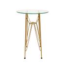 Base de Mesa Eames Bistrô Alta Ferro Eiffel cor Dourado Fosco com Tampo de Vidro