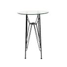 Base de Mesa Eames Bistrô Alta Ferro Eiffel cor Preta com Tampo de Vidro