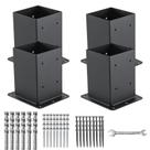 Base de poste AXWHYS 4x4, 4 peças internas, 9,14 x 9,14 cm, aço preto