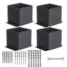 Base de poste AXWHYS 6x6 Heavy Duty Black Metal revestida a pó
