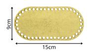 Base MDF Oval Arredondada crochê/Fio de malha - 15cm x 9cm