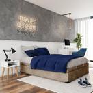 Base para Cama Box Casal Madeleine com Baú Suede (47x138x188) Bege