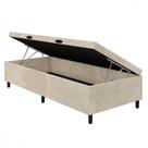 Base para Cama Box Solteiro com Baú 88x188x35 Sued Bege Portobel