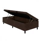 Base para Cama Box Solteiro com Baú 88x188x35 Sued Marrom Portobel