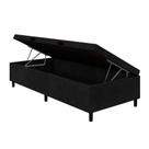 Base para Cama Box Solteiro com Baú 88x188x35 Sued Preto Portobel