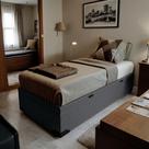 Base para Cama Box Solteiro Lior com Baú Linho (47x88x188 cm) Grafite