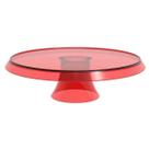 Base Porta Bolos Tortas Doces 25cm com Pé Vermelho Transparente Glassy Crippa