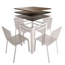 Base Quadrada Branca Em Aço Para Mesa De Jantar Vidro Madeira Pedra