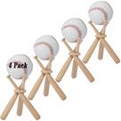 BaseGoal Suporte de Madeira para Exposição de Baseball e Softball com 3 Mini Tacos de Baseball e 1 Círculo de Madeira