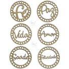 Bases MDF Crochê/Fio de Malha Amor/Fé/Felicidade/Paz/Saúde/Vida - 10cm de Diâmetro Bases MDF Crochê/Fio de Malha Amor/Fé/Felicidade/Paz/Saúde/Vida - 10cm de Diâmetro