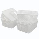 Basket Lesbin White Plastic Weave, pacote com 4