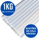 Bastão Cola Quente Grossa Branca Pacote Com 1 Kg 11mm x 30cm