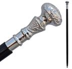 Bastão de caminhada Vintage Wooden Cane Silver Brass Alça