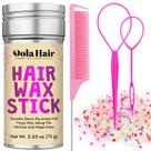 Bastão de cera para cabelo Dolahair 75 g com 50 elásticos rosa