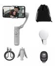 Bastão Estabilizador Digital 3 Eixos Gimbal Selfie p/ Celular HQ3 + Tripé+ Bolsa para transporte + Luz para Selfie Bastão Estabilizador Digital 3 Eixos Gimbal Selfie p/ Celular HQ3 + Tripé+ Bolsa para transporte + Luz para Selfie