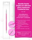 Bastão Ponta Dupla Cutelaria Inox Silicone Bella Brazil Profissional para Manicure e Pedicure