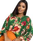 Bata Ampla Manga 3/4 Estampada em Viscose