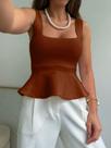 Bata Blusa Feminina Babado Regata Batinha Blusinha Cropped Tricot Verão Modal Peplum Rodadinha Alça