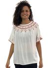 Bata Blusa Feminina Manga Curta Com Bordado Plus Size 364