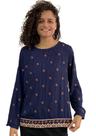 Bata Blusa Feminina Viscose Bordado Manga Longa 370