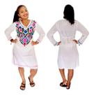 Bata Blusão Camisão Bordado - Azul Aço G