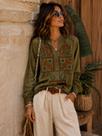 Bata Indiana Bordada Boho Chic Verde Oliva Importada - M