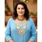Bata Indiana Feminina Plus Size Em Pedraria Azul