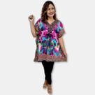 Bata Kaftan Indiana Saída de Praia Estampa Rosas e Mandalas Bata Kaftan Indiana Saída de Praia Estampa Rosas e Mandalas