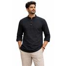 Bata Masculina Premium Algodão Rústico Indiana Manga Longa Gola Padre