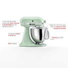 Batedeira Planetária Artisan KitchenAid Stand Mixer com 03 Batedores Pistachio Batedeira Planetária Artisan KitchenAid Stand Mixer com 03 Batedores Pistachio