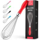 Batedor de Aço Inoxidável Zulay 30cm com Alça de Silicone Vermelha