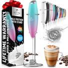Batedor de Leite Elétrico Portátil Zulay Kitchen Tornado Whisk - Rosa Azulado