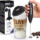Batedor de leite POWERLIX poderoso portátil com suporte preto