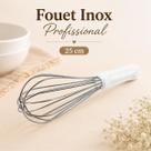 Batedor Fouet Inox Profissional 25cm Branco Fue Creme Clara