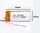 Bateria 110 Mah 3,7v 3mm X 15mm X 35mm Nova - Bateria 110 Mah 3,7v 3mm X 15mm X 35mm Nova -